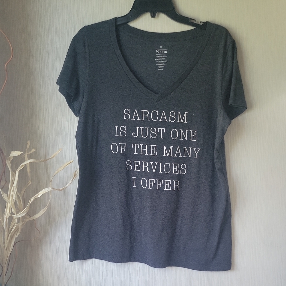 Torrid Charcoal V-Neck Tee with Slogan